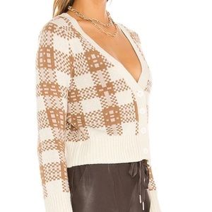 Central Park West wool cardigan. Size small. Color/Pattern: Camel